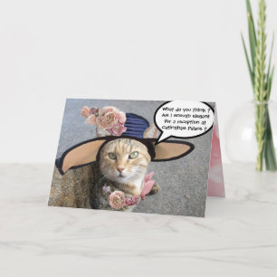 ELEGANTER KATZE MIT DIVAHUT,ROSA ROSEN Muttertag Karte