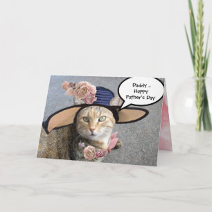 ELEGANTER KATZE MIT DIVAHUT, ROSA ROSEN Vatertag Karte