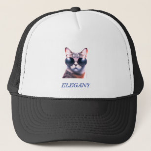 eleganter Katze mit Sonnenbrille Trucker Hut / Kap Truckerkappe