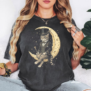 Eleganter Katzmond-Herrenkunst T-Shirt