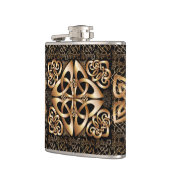 Eleganter keltischer Knoten auf Schwarzem Flachmann (Links)