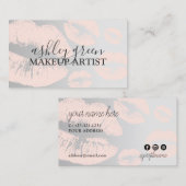 Eleganter Kicherrot Rosa Silberlips Make-up Artist Visitenkarte (Vorne/Hinten)