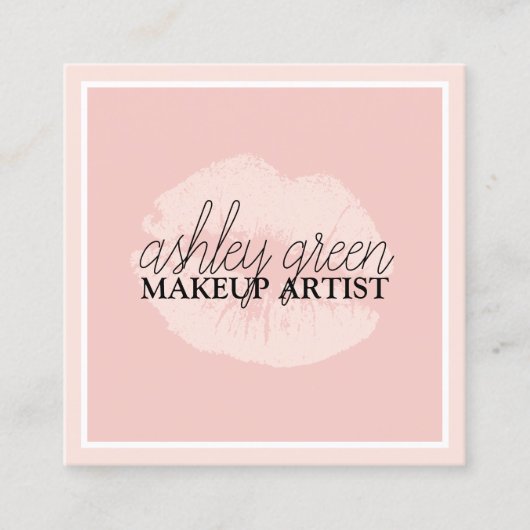 Eleganter Kick Rosa Lips Bilderrahmen Künstler  Quadratische Visitenkarte (Vorderseite)