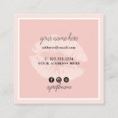Eleganter Kick Rosa Lips Bilderrahmen Künstler  Quadratische Visitenkarte (Rückseite)