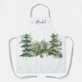 Eleganter Kiefernwald und Berg mit Monogramm Schürze (Vorderseite)