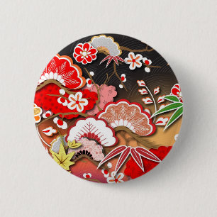Eleganter Kimono - Japaner-Entwurf Button