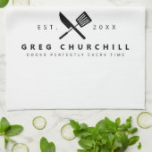 Eleganter King of The Kitchen Modernes Personalisi Geschirrtuch (Gefaltet)