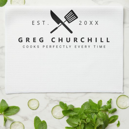 Eleganter King of The Kitchen Modernes Personalisi Geschirrtuch (Gefaltet)