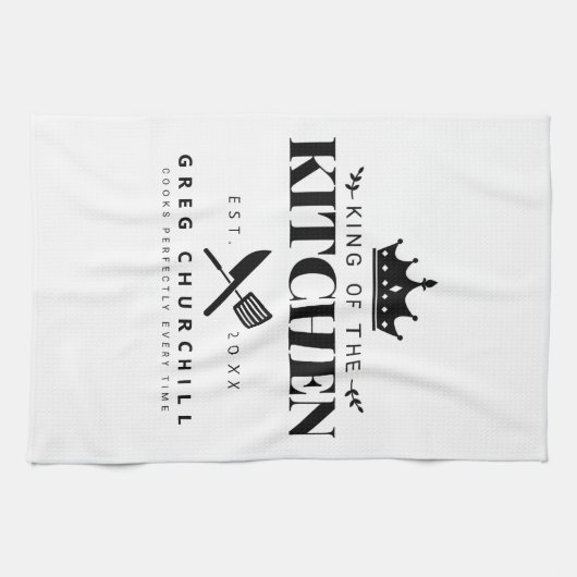 Eleganter King of The Kitchen Modernes Personalisi Geschirrtuch (Horizontal)