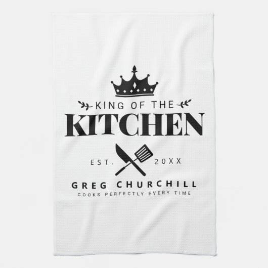 Eleganter King of The Kitchen Modernes Personalisi Geschirrtuch (Vertikal)