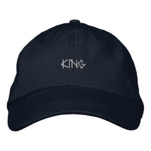 Eleganter King Text Navy Cotton Cap - Anpassbarer  Bestickte Baseballkappe