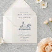 Eleganter Kirchenort Minimalistische Schwarze Hoch Einladung