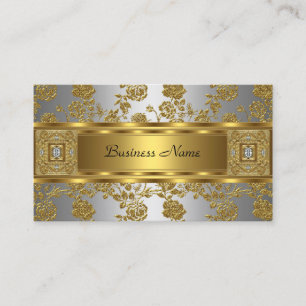 Eleganter klassiger Gold-Grau-Blumen-Silberschmuck Visitenkarte
