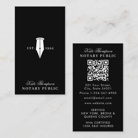Eleganter, klassiger QR-Code für Notar-Unterschrif Visitenkarte (Vorne/Hinten)