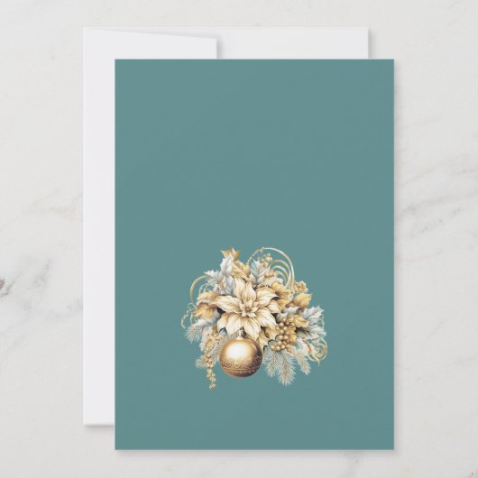 Eleganter Klassiker aquamariner Luxus Weihnachten Einladung (Rückseite)