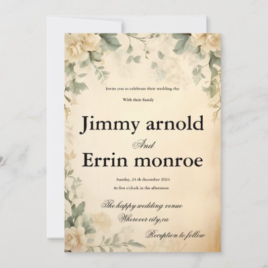 Eleganter Klassiker Einladung (Vorderseite)