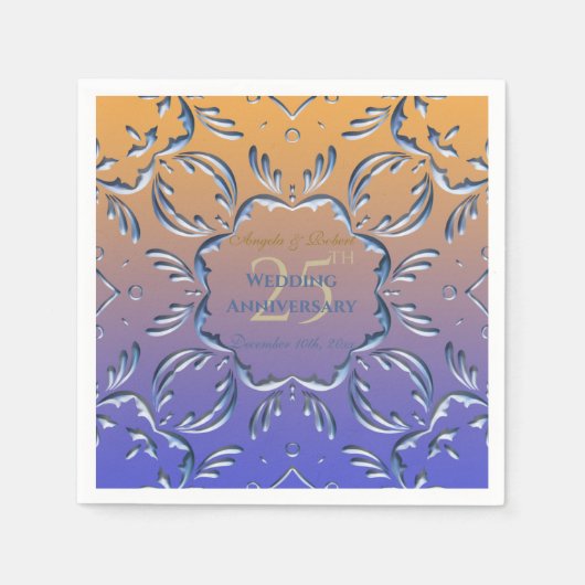 Eleganter Klassiker Extravagant 25. Hochzeitstag Serviette (Vorderseite)