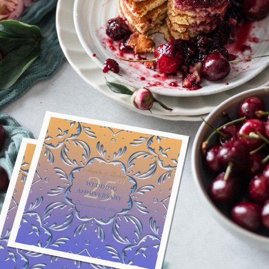 Eleganter Klassiker Extravagant 25. Hochzeitstag Serviette