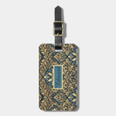 Eleganter Klassiker in Blau und Gold personalisier Gepäckanhänger (Vorderseite vertikal)