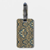 Eleganter Klassiker in Blau und Gold personalisier Gepäckanhänger (Rückseite vertikal)