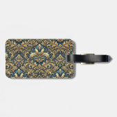 Eleganter Klassiker in Blau und Gold personalisier Gepäckanhänger (Rückseite horizontal)