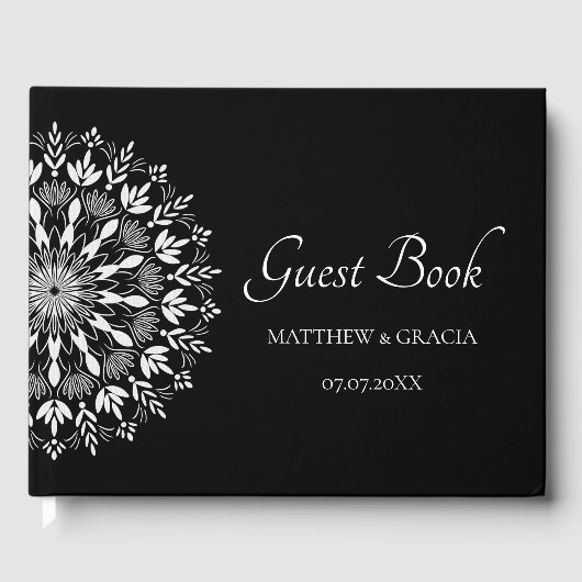 Eleganter Klassiker in Schwarz und Weiß Gästebuch (Vorderseite)