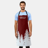 Eleganter Klassiker Karierter Weihnachtsimmergrün Schürze (Getragen)