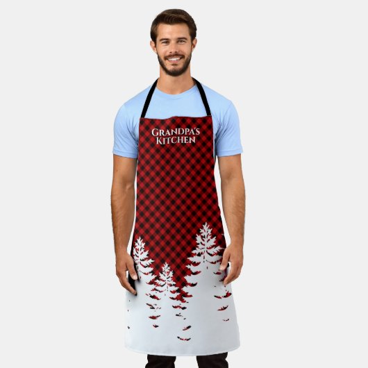 Eleganter Klassiker Karierter Weihnachtsimmergrün Schürze (Getragen)