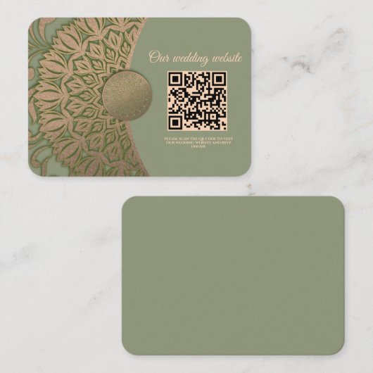 Eleganter Klassiker Mandala Modernes Magengrün & G Begleitkarte (Vorne/Hinten)