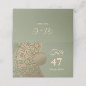 Eleganter Klassiker Mandala Modernes Magengrün & G Platzkarte (Außenseite Aufgefaltet)