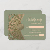 Eleganter Klassiker Mandala Modernes Magengrün & G RSVP Karte (Vorne/Hinten)