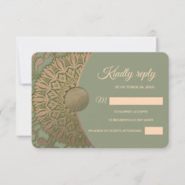 Eleganter Klassiker Mandala Modernes Magengrün & G RSVP Karte