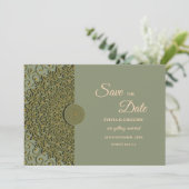 Eleganter Klassiker Mandala Modernes Magengrün & G Save The Date (Stehend Vorderseite)