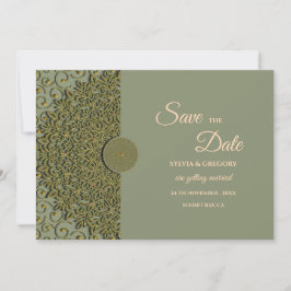 Eleganter Klassiker Mandala Modernes Magengrün & G Save The Date