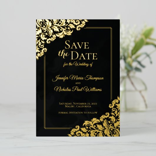 Eleganter Klassiker mit Blumendekorationen für Hoc Folieneinladung (Stehend vorne)