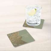 Eleganter Klassiker Modernes Sage Green & Gold Rechteckiger Pappuntersetzer (Vor Ort)