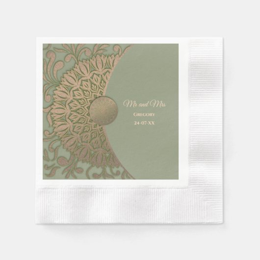 Eleganter Klassiker Modernes Sage Green & Gold Serviette (Vorderseite)