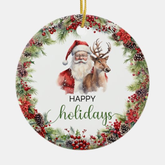 Eleganter Klassiker Rot und Grün Keramik Ornament (Vorne)