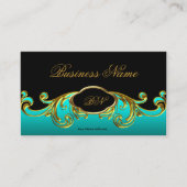 Eleganter Klassiker Schwarz Aquamarin Blue Green G Visitenkarte (Vorderseite)