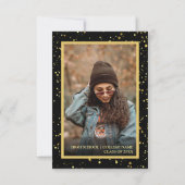 Eleganter klassischer Abschluss Golden Glitzern 2  Einladung (Rückseite)