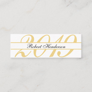 Eleganter klassischer Abschluss in Weiß und Gold Telefonnummerkarte