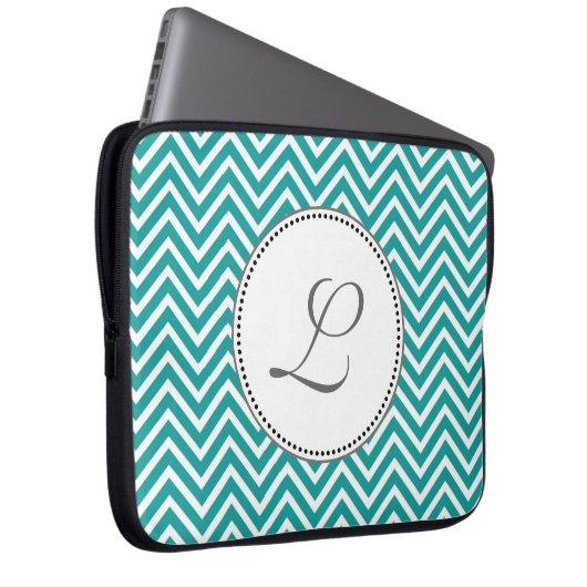 Eleganter, klassischer aquamariner und Zickzack Zi Laptopschutzhülle (Vorne Rechts)