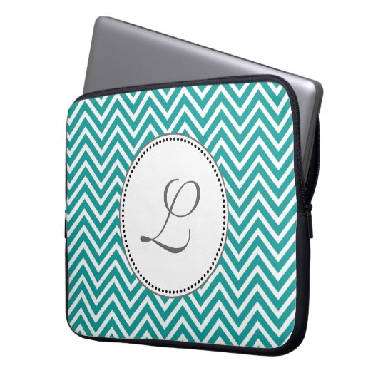Eleganter, klassischer aquamariner und Zickzack Zi Laptopschutzhülle (Vorderseite Links)