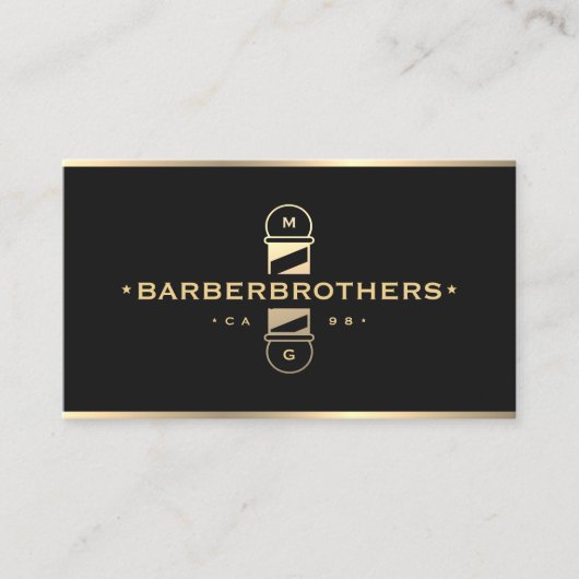 Eleganter klassischer Barber Pole Barbershop Black Visitenkarte (Vorderseite)