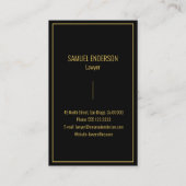 Eleganter klassischer Black & Gold Anwalt Visitenkarte (Rückseite)