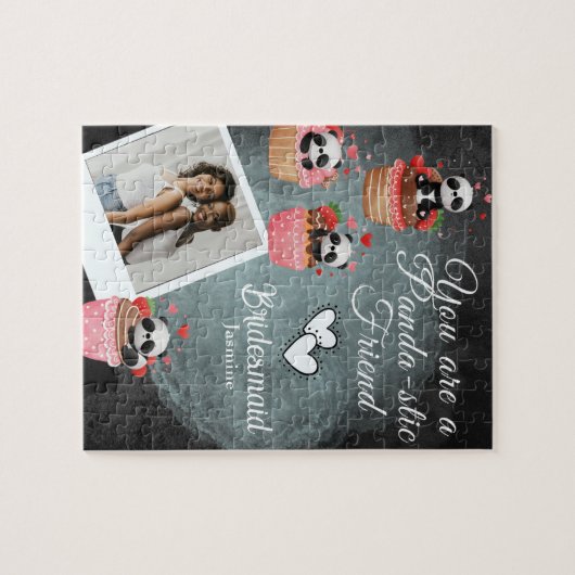 Eleganter klassischer Black & White Bridesmaid-Vor Puzzle (Horizontal)