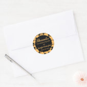 Eleganter klassischer Black & Yellow Script-Abschl Runder Aufkleber (Umschlag)