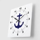 eleganter klassischer Blue Anker in stilvollem Wei Quadratische Wanduhr (Winkel)