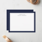 Eleganter klassischer Blue Double Border Personali Mitteilungskarte (Vorderseite/Rückseite Beispiel)