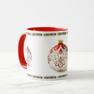 Eleganter klassischer botanischer Weihnachtsball Tasse